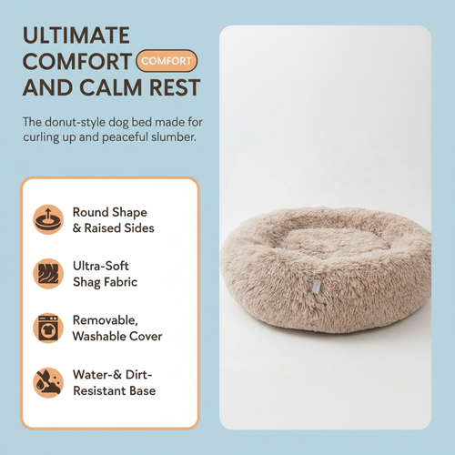 Oatmeal Calming Donut Pet Bed