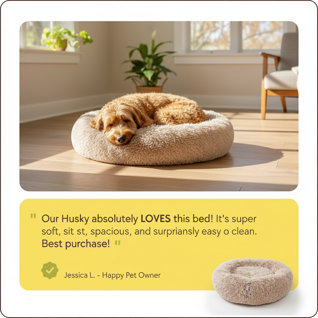 Oatmeal Calming Donut Pet Bed
